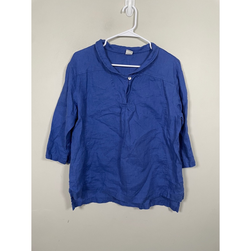 Lintico Linen Collared Top Size Medium Lagenlook Coastal Lightweight